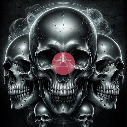 "Skull Trio" Kunstleder 40x40cm